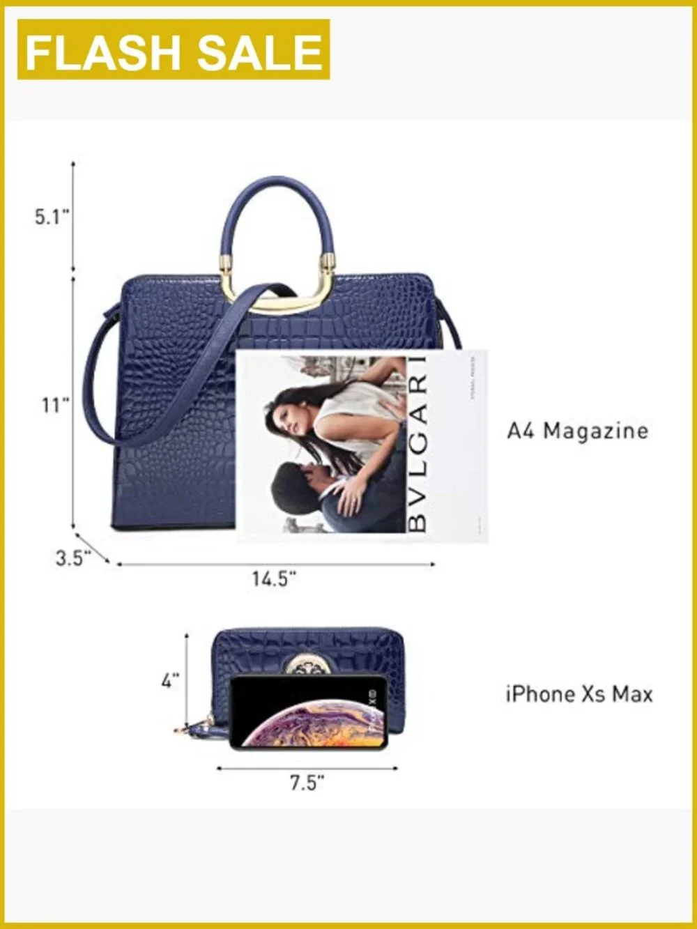 Vegan Leather Satchel Tote with Matching Wristlet, Work Bag